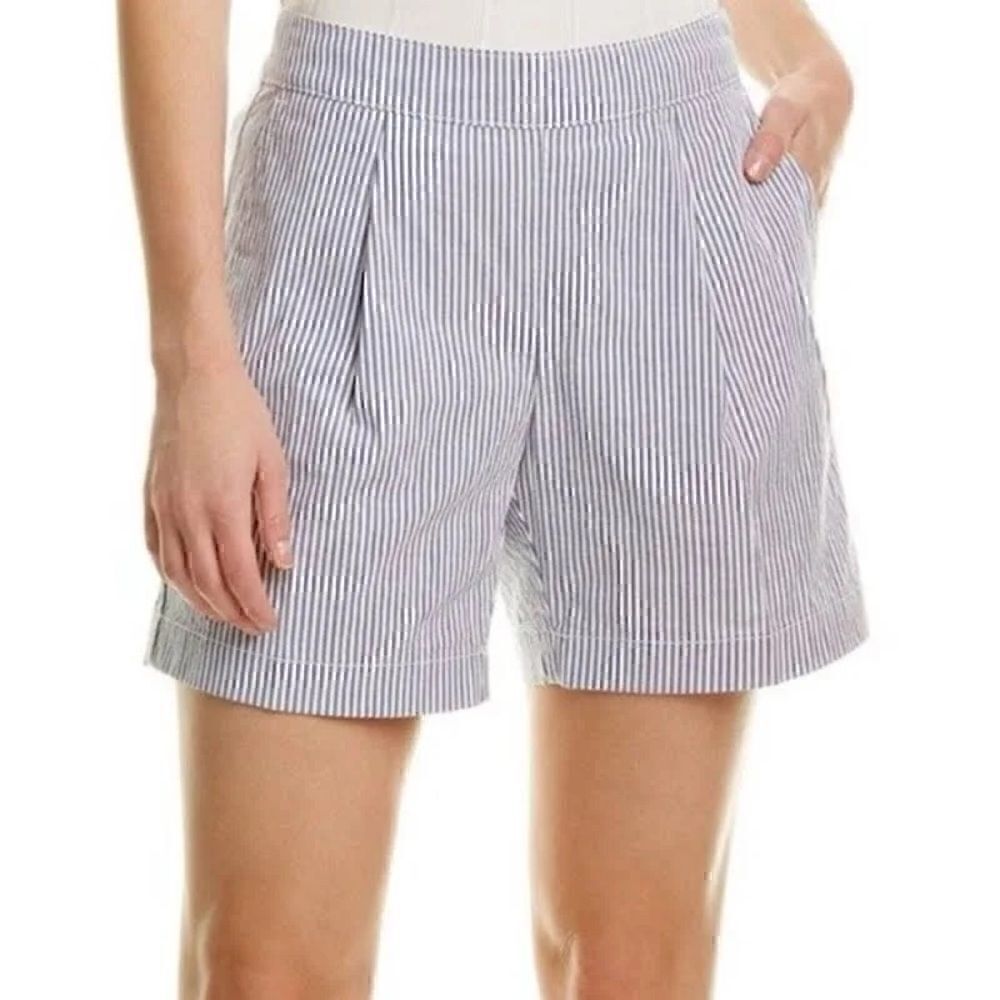 NEW! Brooks Brothers Cotton Seersucker Pleated Shorts Blue White Stripe Size 2